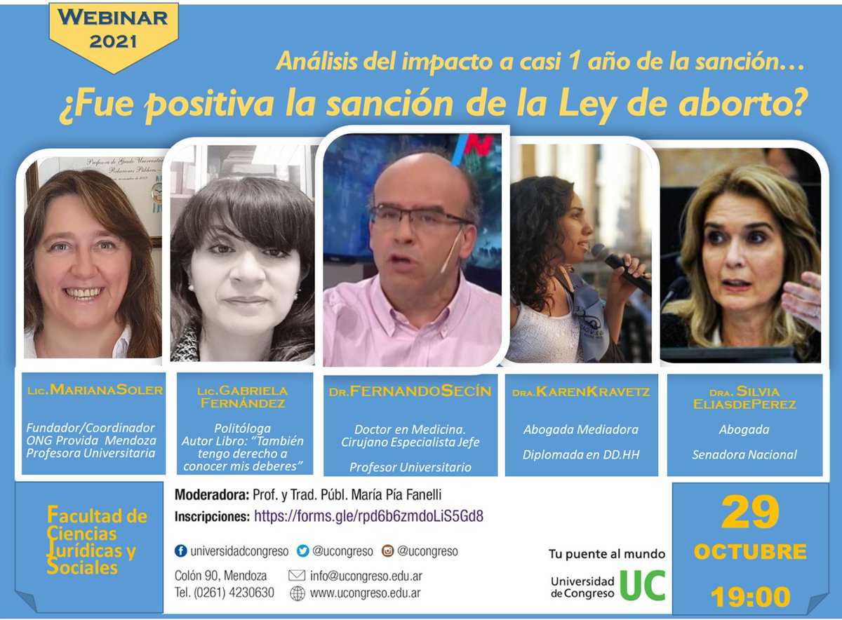 📍ATENCIÓN ARGENTINA📍
WEBINAR CHARLA MAGISTRAL
TEMA: Impacto de la Ley de Aborto. Buscando la derogación...
CERTIFICACIÓN: SI / COSTO: Ninguno
LUGAR: Por videoconferencia.
FECHA. 29 de OCTUBRE - 19:00
Link de Inscripción: forms.gle/rpd6b6zmdoLiS5…