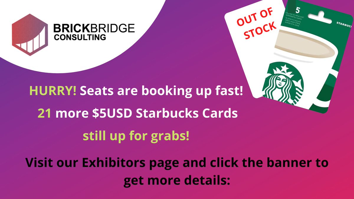 BrickBConsults's tweet image. FINAL CALL - @citrix Converge 2021 Attendees - Only 21x $5USD Starbucks Cards are left! Visit our Exhibitor&apos;s page and click the banner to get more details on registering for our FREE webinar and getting the gift card: bit.ly/3vNOht5

#CitrixConverge #citrixdevfocus