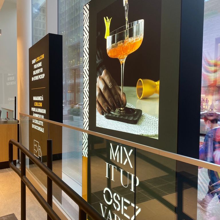 eurOptimum's tweet photo. eurOptimum’s LED stretch fabric displays grace the windows at LCBO’s marquee store within Toronto’s Manulife Centre.  eurOptimum is proud to be part of the extensive revitalization and expansion of this retail space.  

#retail #lightbox #DesignDevelopDeliver #eurOptimum #LCBO https://t.co/DC4PV1leq2