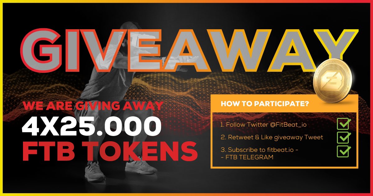 FitBeat_io's tweet photo. We are proudly presenting our first giveaway!

$FTB token is a backbone of global fitness&amp;VR industry 

to participate
- retweet
- tag a friend
- join our telegram

We will give away 100,000 FTB tokens 🚀

Terms and conditions: https://t.co/8RfefbLB5b https://t.co/OteAKsCb7J