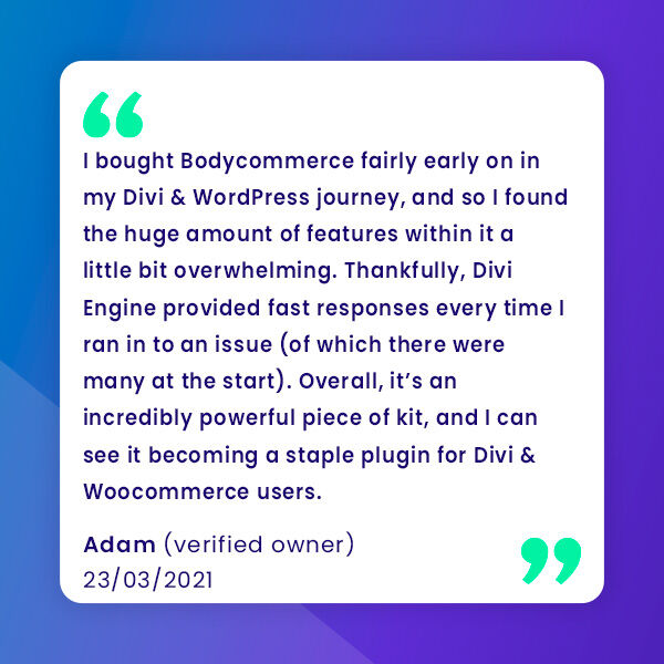 DiviEngine's tweet photo. Divi BodyCommerce Testimonials Time! π
Check out what Adam has to say about BodyCommerce! π
Love to see you happy π
You can get Divi BodyCommerce here: https://t.co/SdADQhqWnH
#testimonial #feedback #WordPress #DiviEngine #Divi #Bodycommerce https://t.co/xybWiNGBHo