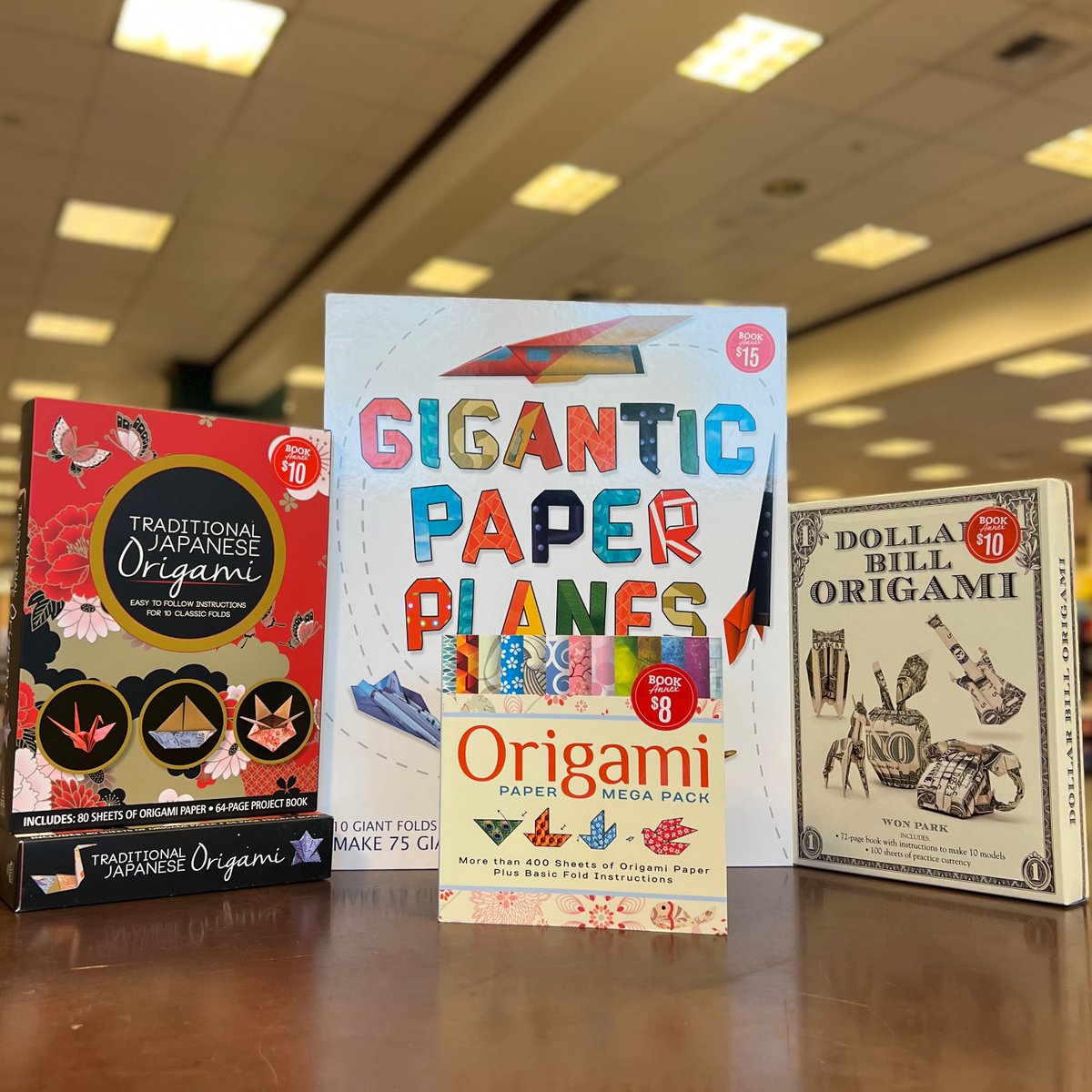 BNBuzzChico's tweet photo. Try out a new hobby! Origami is a fun one to pick up that can be done anywhere!🦋 #origami #dollarbillorigami #paperplanes #traditionaljapaneseorigami #origamipaper #barnesandnobl #bn #bnchico #bookannex https://t.co/8jpOU0uCmz