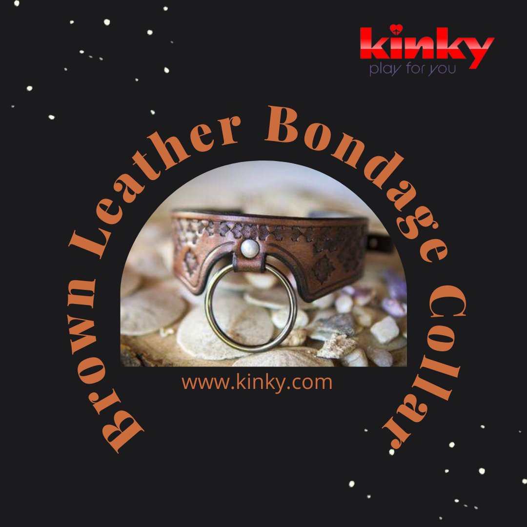 This unique antiqued brown colored leather choker was hand-tooled from raw cowhide. Black finish on the inside. Shop now at kinky.com!