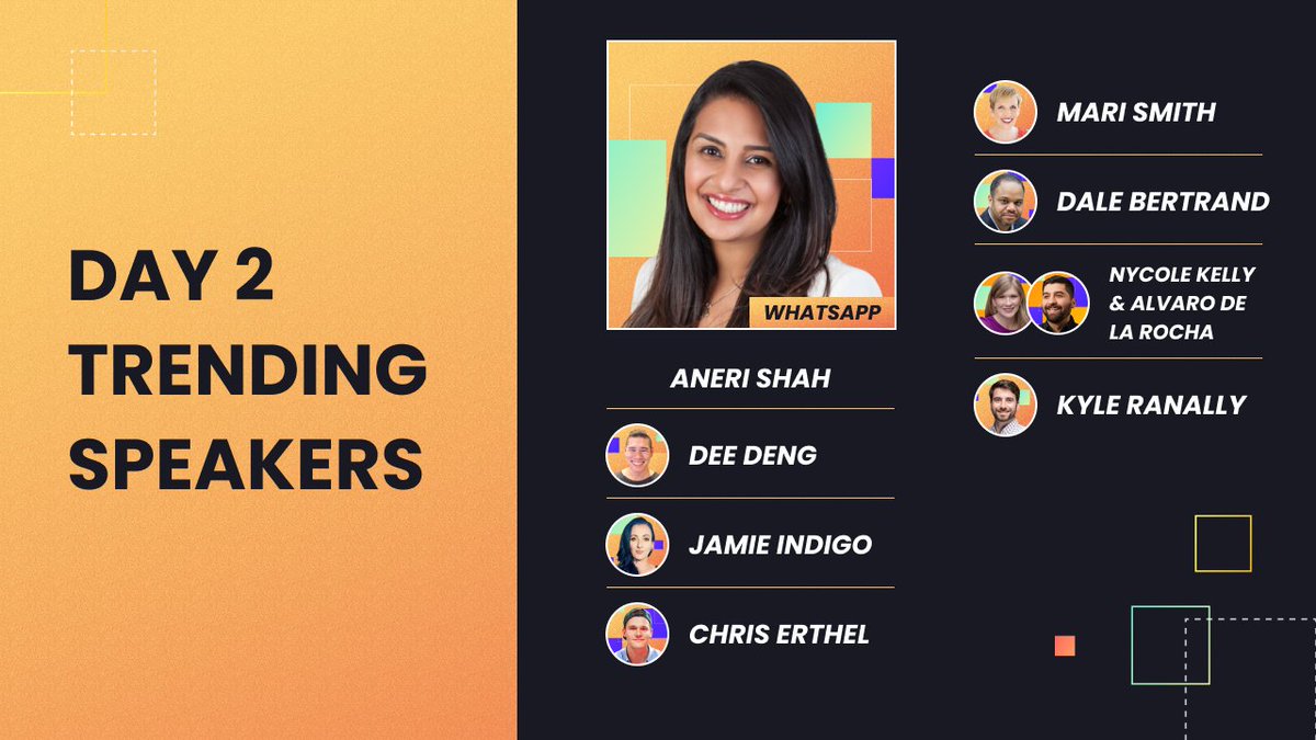That's a wrap for #adworld2021 Day 2 👏

Is it just us or did time literally flew by? We can't believe tomorrow is our last show!

Cheers to our most popular speakers:

<a href="/anerishah99/">Aneri Shah</a> <a href="/realdoseofdee/">Dee Deng</a> <a href="/deepcrawl/">Deepcrawl is now called Lumar</a> <a href="/ChrisErthel/">Chris Erthel</a> <a href="/meller/">Meller</a> <a href="/MariSmith/">Mari Smith</a> <a href="/outloudgroup/">The Outloud Group</a> <a href="/bespokepost/">Bespoke Post</a> <a href="/GrandRanally/">Kyle Ranally</a>