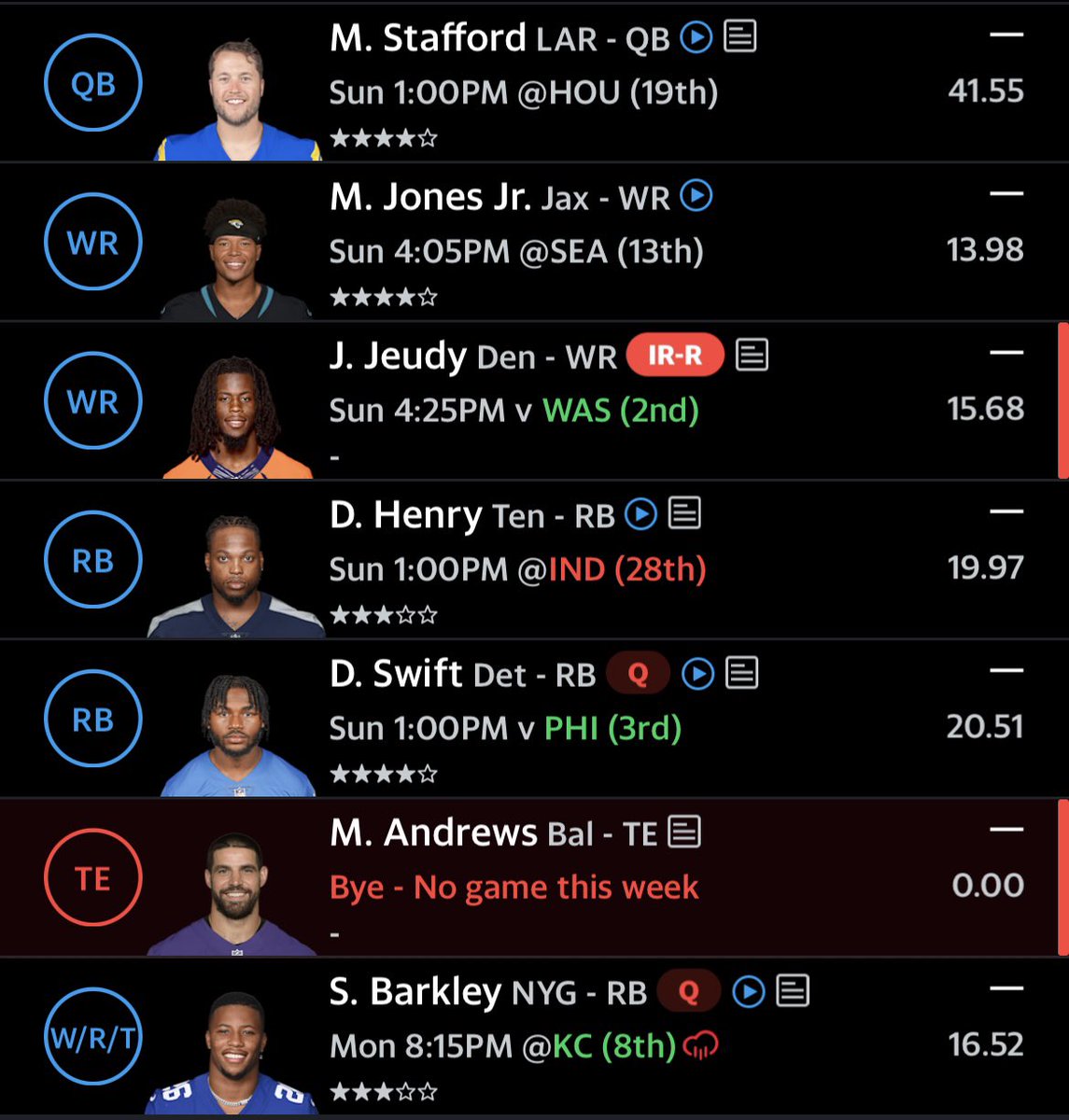 chubbz_mcgee20's tweet photo. @SiriusXMFantasy @JeffRatcliffe 6-1 in 10 man. Looking to upgrade WR2. Do I sit tight since Jeudy is back to see how he does? Was thinking about buying low on Lockett with Marv and Mattison to Cook owner. Thoughts https://t.co/xLg0xeVgXo