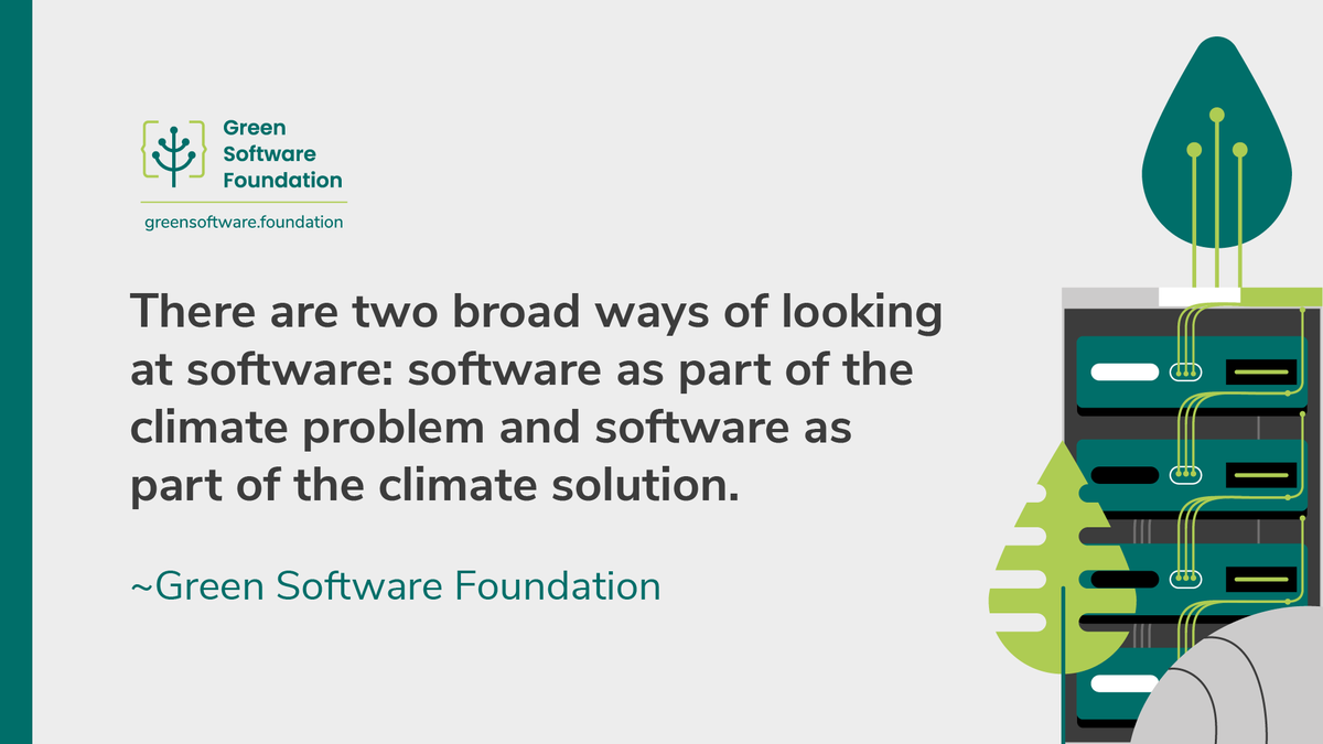 gsfcommunity's tweet image. There are two broad ways of looking at software: software as part of the climate problem and software as part of the climate solution. ~Green Software Foundation. Read more about it: bit.ly/3Eo6qQZ
#greensoftware
#GreenSoftwareEngineering
#GreenSoftwareDevelopment