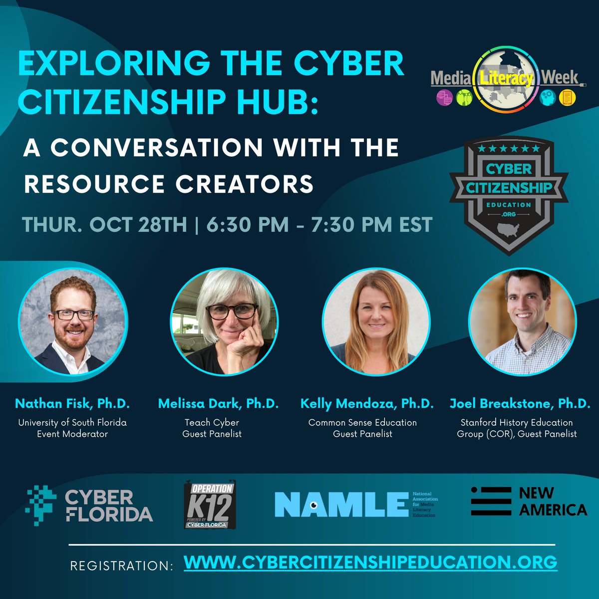 TODAY! Learn about the Cyber Citizenship Hub, w/ 100 resources for educators to teach about #misinformation online. Join the conversation with a panel of #medialiteracy resource developers, including our own @kellymendoza  
#MediaLitWk
<a href="/MediaLiteracyEd/">NAMLE</a> 

comsen.se/3CotezL