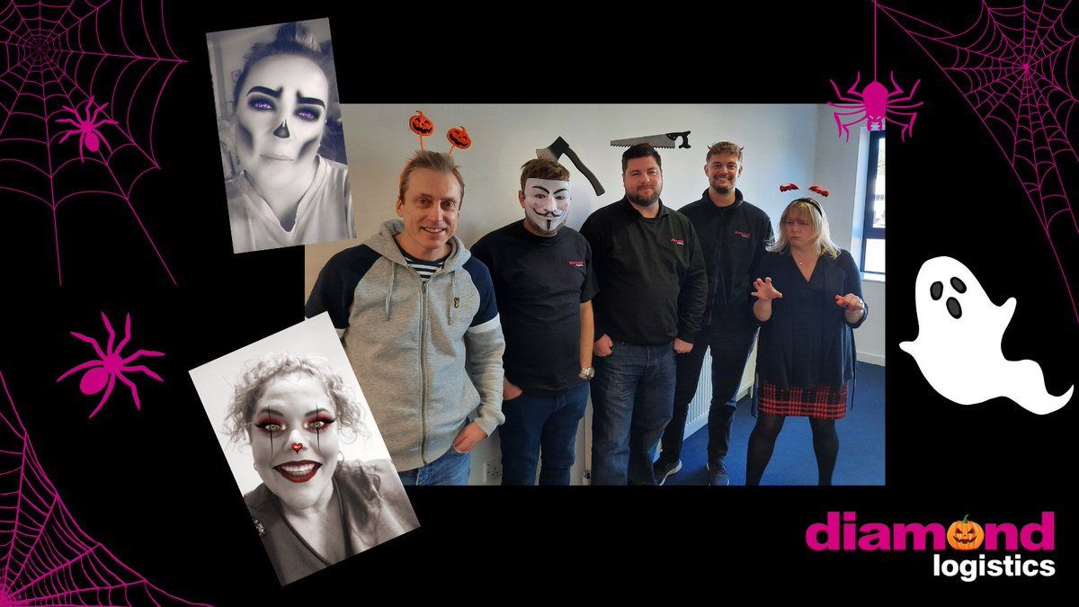 diamonddeliver's tweet photo. The only time of year that #logistics is scary! Some of @diamonddeliver HQ's team living their best #spooky life👻🎃🕷️🦇#hq #teamdiamond #likethispost #halloween2021 #logisticscompany #fulfilment #overnight #international #sameday #despatchlab https://t.co/5hQtVsljAQ