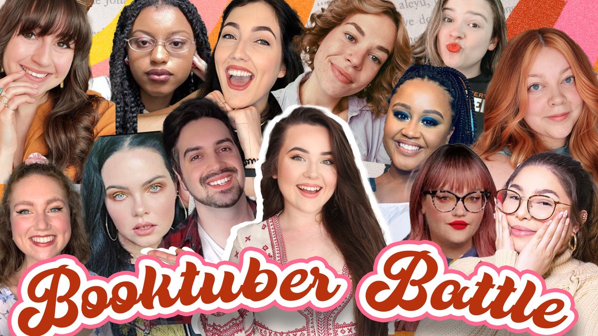 megwithbooks's tweet photo. booktuber battle episode 2 is PREMIERE-ING LIVE AT 7:30pm with all these wonderful booktubers!!

make sure u come join us at 7:30 in the chat to watch all the chaos unfold😈

https://t.co/sqvRC0dOPm https://t.co/tJDZOeuvIy