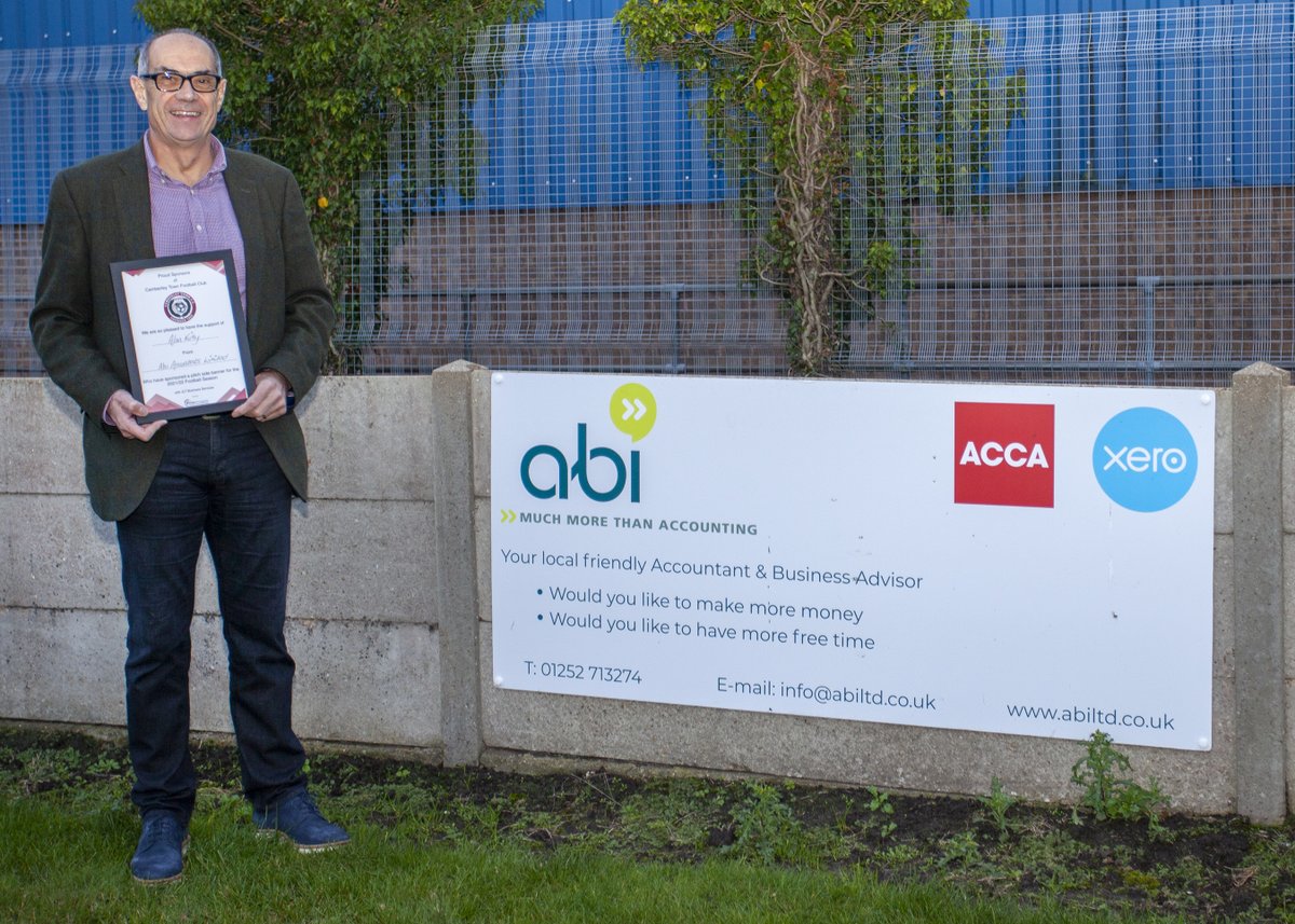 Our banner at Camberley Town FC. It is great to be supporting a local club. #football #camberley #goals