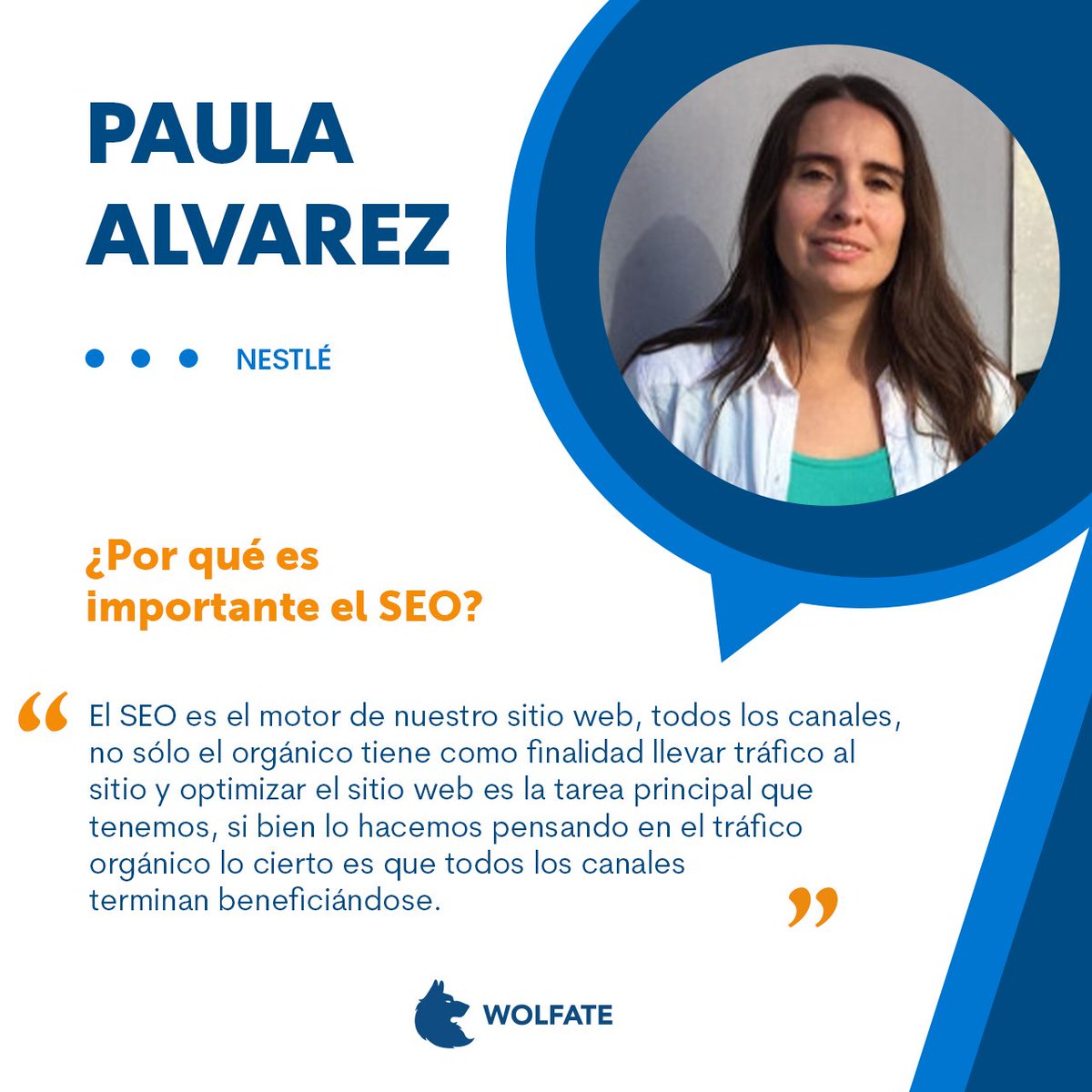 WolfateAgency's tweet photo. Paula Alvarez, Search Expert para América en Nestlé, comparte que el SEO es el motor del sitio web, además de beneficios del tráfico orgánico, los demás canales también se benefician .Lee su aportación completa en: https://t.co/tEnxiMdm0T https://t.co/CxI2V4oU8m