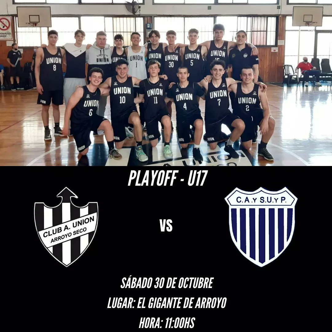 PLAYOFF U17
Está sábado 30 de Octubre la categoría U17 del panza recibe al Club Atlético y Social Unión Y Progreso de Rosario por los octavos de final de los playoff del torneo "Liga A Rosarina" a partir de las 11:00hs.
VAMOS TODOS AL GIGANTE DE ARROYO A ALENTAR A LOS PIBES!