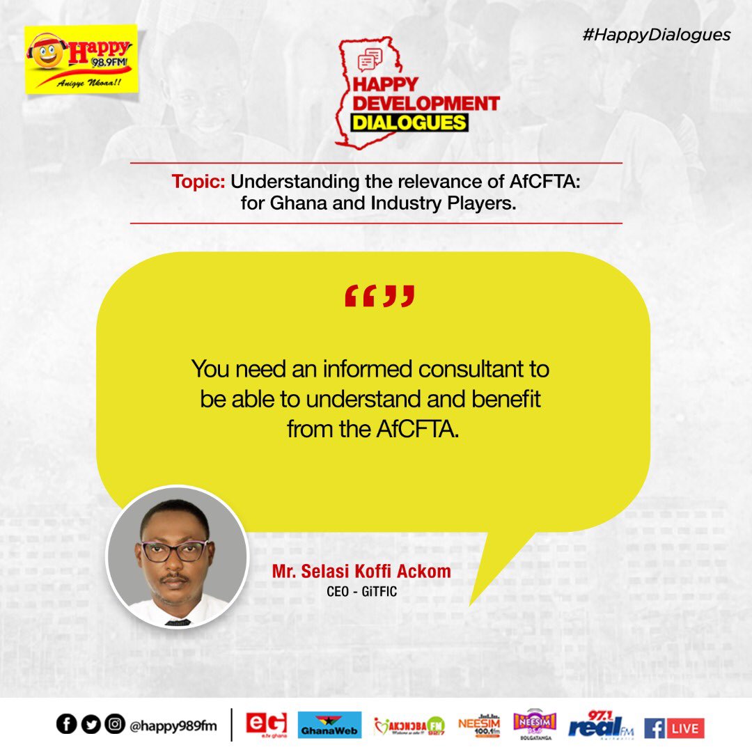 HAPPY989FM's tweet photo. Our guests debate and express their views on the topic
Understanding the relevance of AfCFTA for Ghana and industry players
#HappyDialogues
#EpaHoaDaben https://t.co/SLdsitzCzH