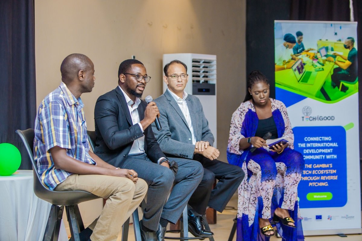 innovategambia's tweet photo. Highlights from the successful #tech4good event organised by @yepgambia and @ITC_Gambia in collaboartion with @innovategambia 
It brought together the international development community, local tech startups, and tech businesses through #reversepitching. 
#digitaltransformation https://t.co/c4Xqx8vJ7b