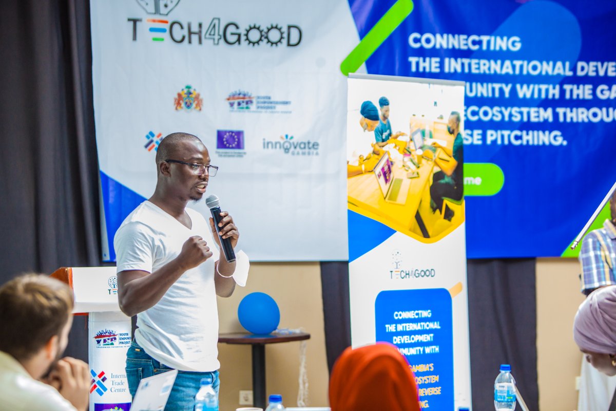 innovategambia's tweet photo. Highlights from the successful #tech4good event organised by @yepgambia and @ITC_Gambia in collaboartion with @innovategambia 
It brought together the international development community, local tech startups, and tech businesses through #reversepitching. 
#digitaltransformation https://t.co/c4Xqx8vJ7b