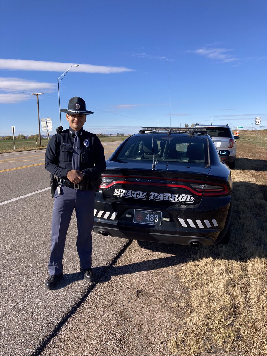 NSP_TroopE's tweet photo. Congratulations Trooper Juan Garfio (#483)!!! Garfio is our other newest Trooper from #Camp64 here in Troop E. He is finishing up the final segment of his FTO period and is starting to work on his own. The next in professional service to the citizens of Nebraska. #StaySafe https://t.co/YlQbYj7UF8