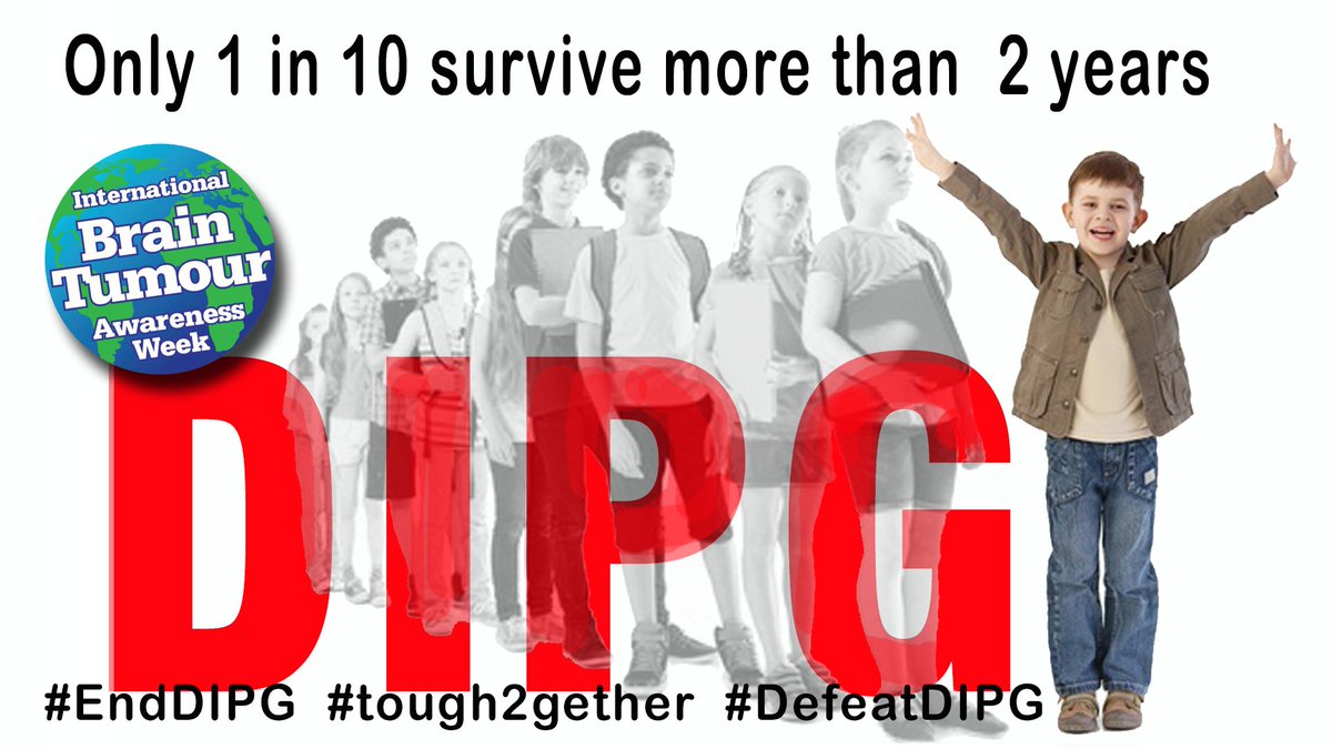 It's International Brain Tumor Week. Despite numerous clinical trials, outcomes of DIPG children continues to remain dismal, with a median survival of only 11 months, while only 10% of #DIPG patients have ≥ 2-yr overall survival (OS) rate. #ChildhoodCancer <a href="/HappyQuailPress/">Happy Quail</a>