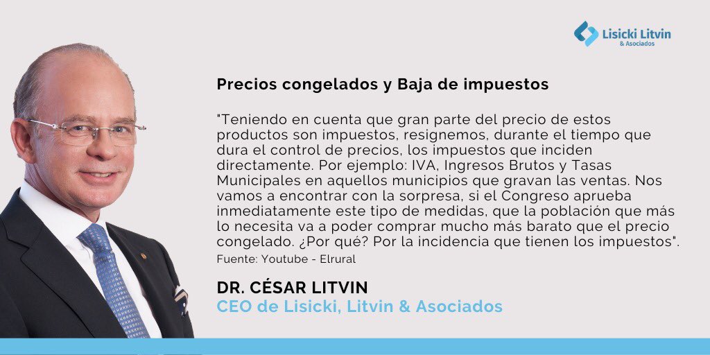 Lisicki, Litvin & Abelovich (@lisickilitvin) on Twitter photo Una propuesta del Dr. César Litvin (<a href="/CRLitvin/">César Litvin</a>), CEO de #LisickiLitvin & Asociados, ante el sacrificio que se solicita a los empresarios para vender productos a un precio "congelado". Una propuesta del Dr. César Litvin (<a href="/CRLitvin/">César Litvin</a>), CEO de #LisickiLitvin & Asociados, ante el sacrificio que se solicita a los empresarios para vender productos a un precio "congelado".