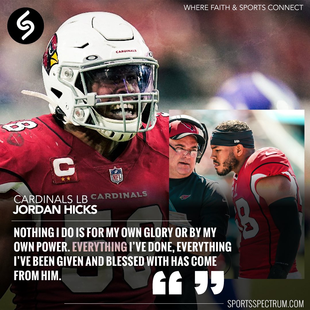 Sports_Spectrum's tweet photo. “Nothing I do is for my own glory or by my own power. Everything I’ve done, everything I’ve been given and blessed with has come from Him.”

@AZCardinals LB @JordanHicks 

https://t.co/AIrHr5QuaR https://t.co/xPZCHxDQR6