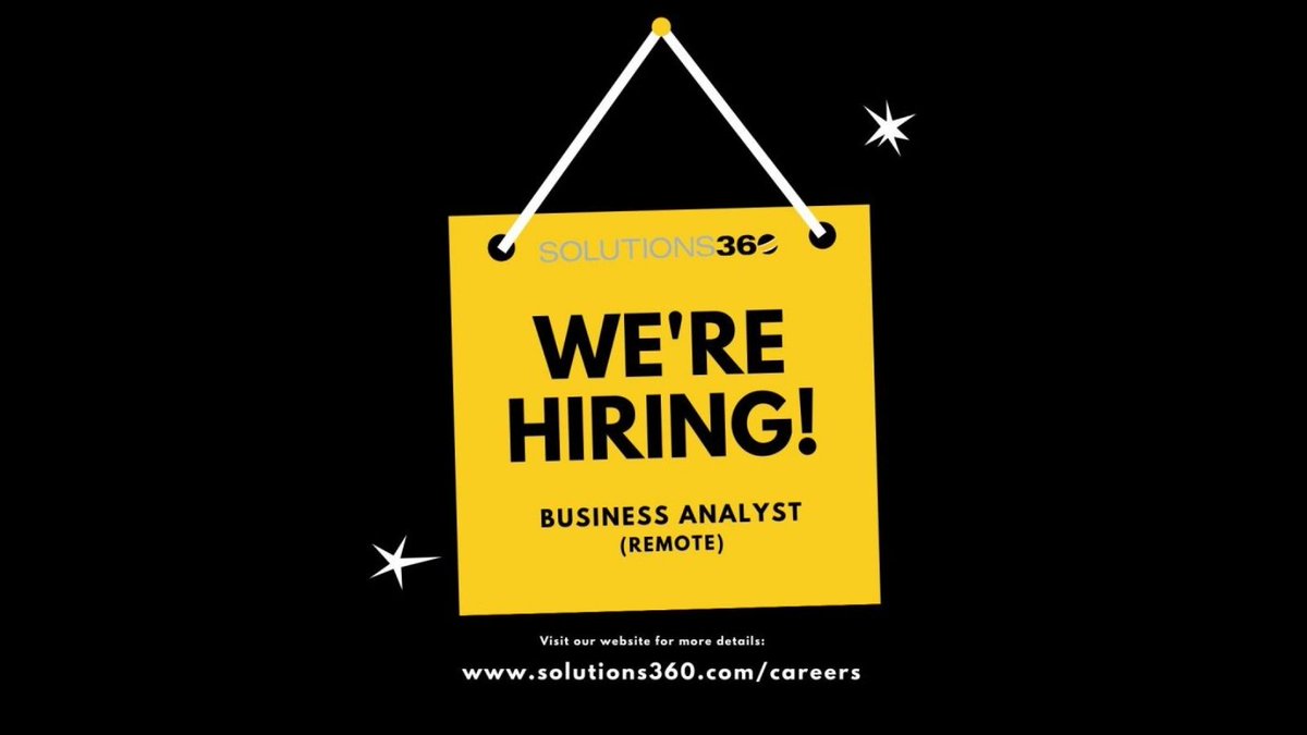 💥We're Hiring!💥

Do you have a passion for learning about and advising on business best practices? We're adding another #BusinessAnalyst to our team. If this sounds like you or someone you know, please check out the full job description here👉 solutions360.com/careers/

#AVtweeps