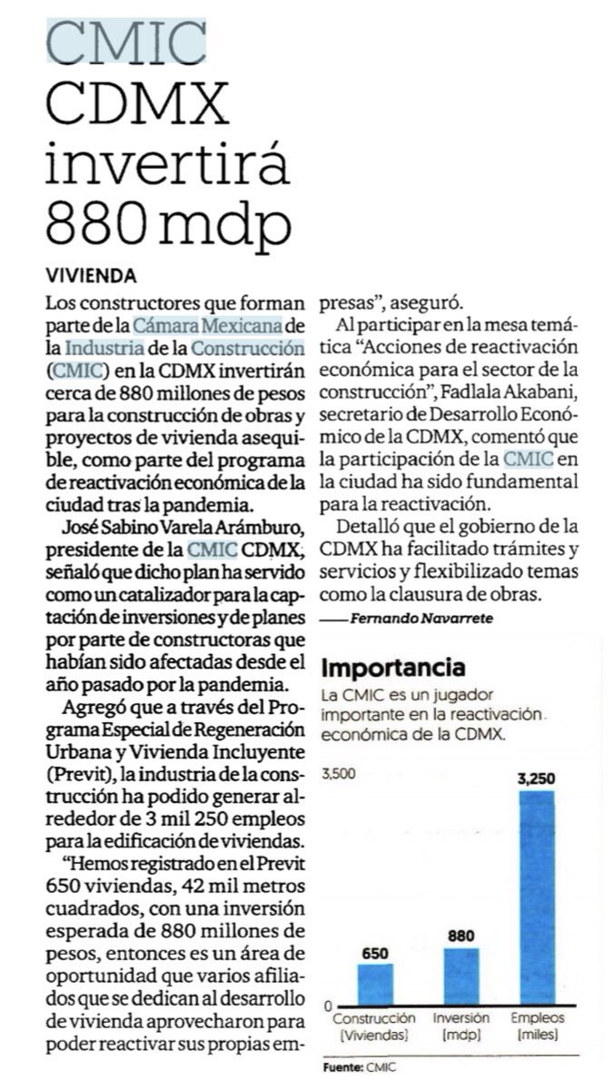 Constructores de la <a href="/CMIC_CDMX/">CMIC CDMX</a> invertirán 880 mdp para el desarrollo de vivienda incluyente en la capital 👇🏻