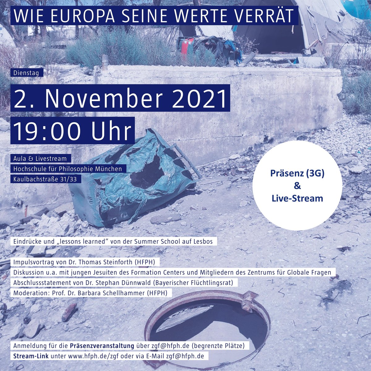 kontrapunkteZGF's tweet photo. #LessonsFromLesvos am 2.11.2021 um 19 Uhr in der Aula der @hfph_muc und über #zoom. 

https://t.co/myyiOoulOu

Mit dabei: Die @jesuiten, die auf der Summer School auf Lesvos waren, das #ZGF und der #BayerischeFlüchtlingsrat @BFR_089! https://t.co/jmVycDXaTc