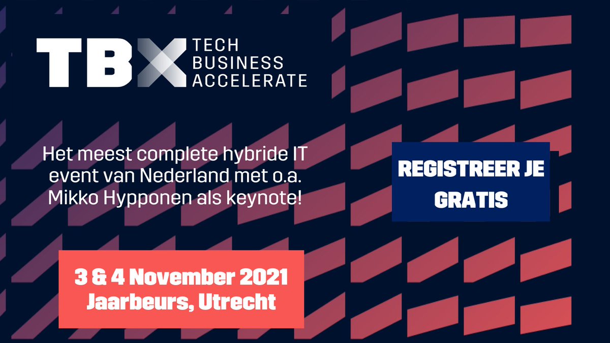 tbx_event's tweet photo. Nog maar 2 nachtjes slapen...🌜

Woensdag 3 en donderdag 4 november kun jij je live in de Jaarbeurs laten verrassen, inspireren en informeren door o.a. toonaangevende keynotes zoals Mikko Hypponen, Martijn Aslander en Nienke Bloem. Jij komt toch ook? https://t.co/Ooa2xHCO9I https://t.co/b6Jno7Ou3a
