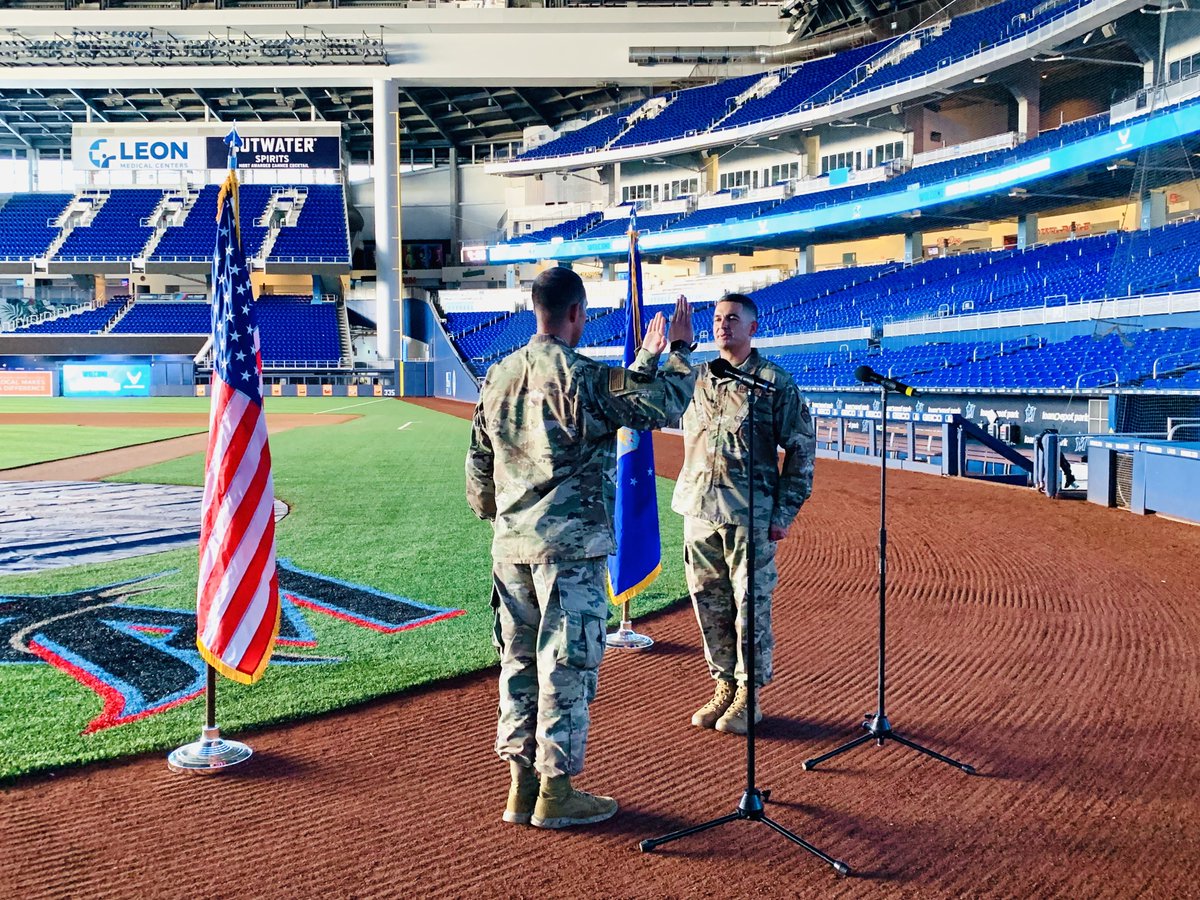 MarlinsImpact's tweet photo. Yesterday, we were honored to host a ceremony for Master Sergeant Oscar Dominguez’s reenlistment into the Air Force. 

In addition, it was announced that Staff Sergeant Quade Esser will be promoted to Technical Sergeant next month. 

Thank you both for your service! https://t.co/fIsVhWk1VW