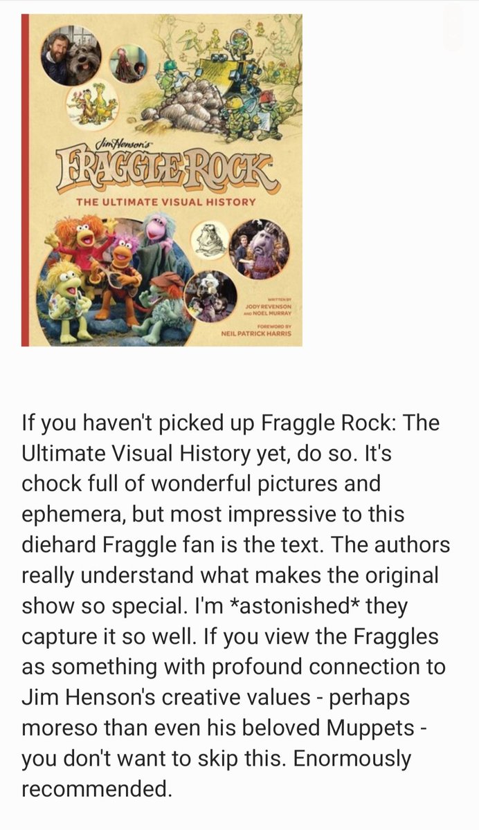 Superfan plug for Fraggle Rock: The Ultimate Visual History. If you don't have it, GET IT. It's incredible. More plug 👇. <a href="/hensoncompany/">The Jim Henson Company</a> <a href="/ToughPigs/">ToughPigs: Muppet Fans Who Grew Up 🐸</a>

simonandschuster.com/books/Fraggle-…
