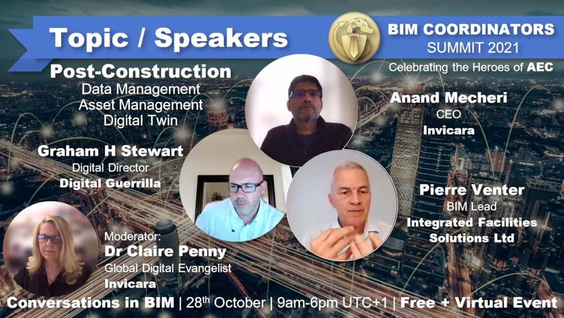 GlobalETraining's tweet image. Loved that Post-Construction session!

Thank you to Anand Mecheri, Pierre Venter, Graham H Stewart (@StewartGH1970), and Dr. Claire Penny for such an amazing session! 

@DGuerrillaInc  #BIM #AEC #BIMSolutions #DigitalTwinDigital #BIMCoordinatorSummit2021