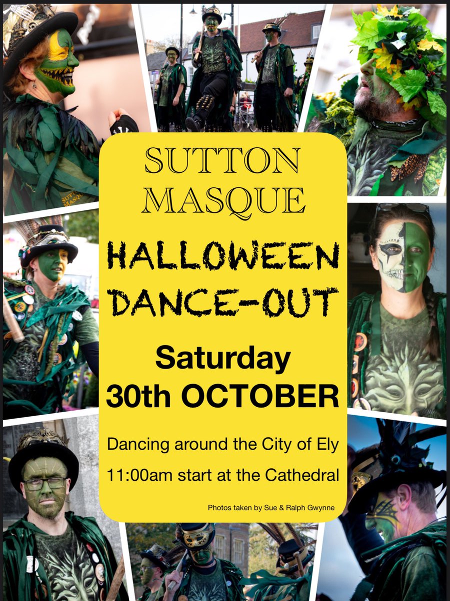 Experience the spookily entertaining Sutton Masque this Saturday daytime in Ely!

Dancing starts at 11:00am in front of the Cathedral.