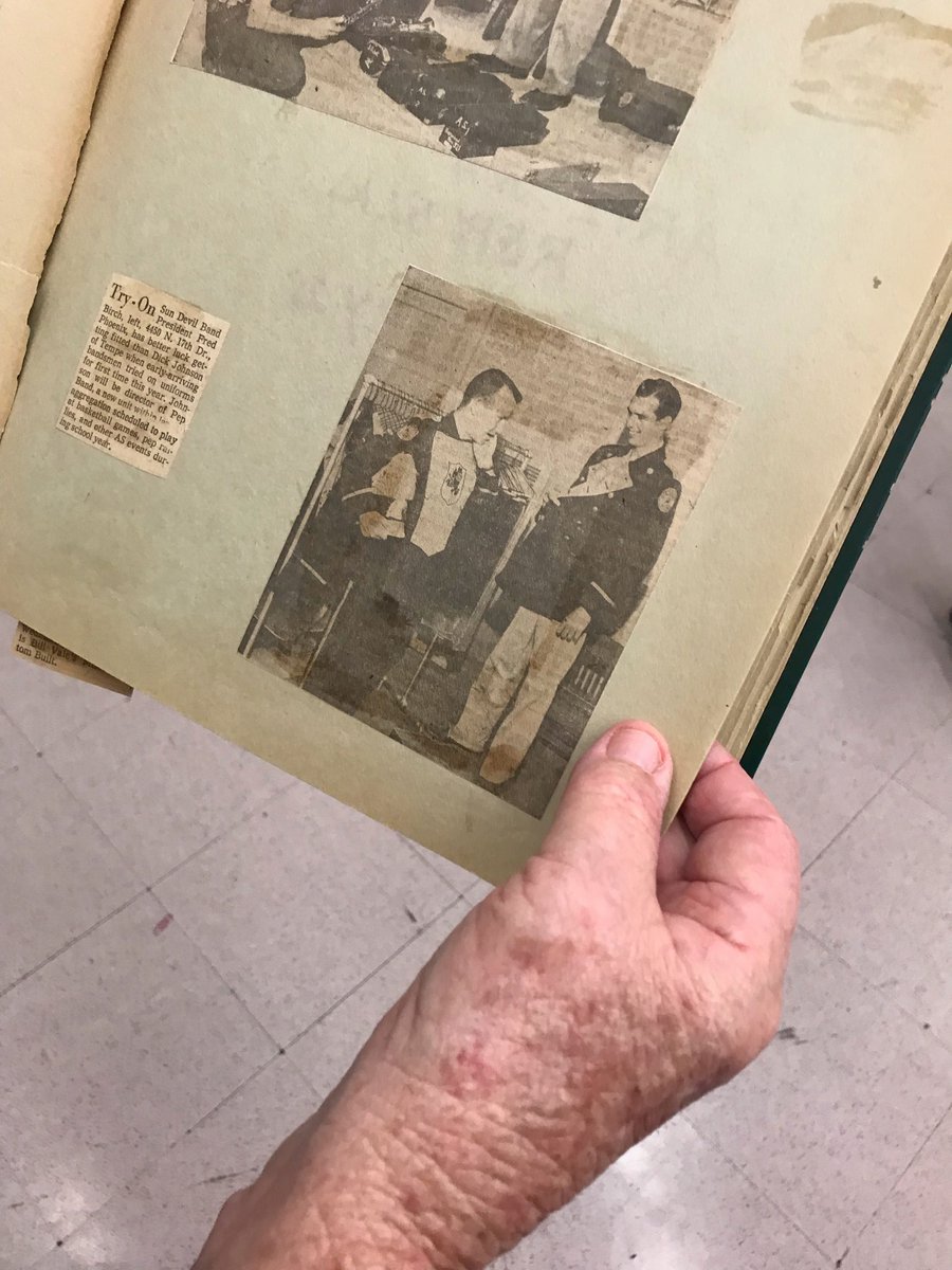 Fred Birch is an ASU alum who now resides in the Mirabella @ ASU Community. Now back on Campus, Fred has joined the Maroon &amp; Gold Concert Band. Here, Fred looks through an old yearbook that features his time in the Marching Band!
#homecoming