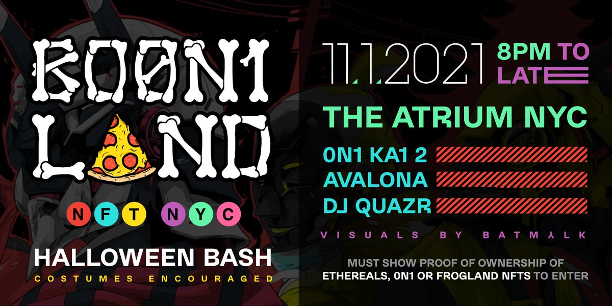 0n1Force's tweet image. We're only 5 days away from BO0N1 LAND! 🎉

Drop a comment below if you're coming to the party so you can meet up with fellow 0N1's before! ⬇️

👺x👻x🐸x🍕