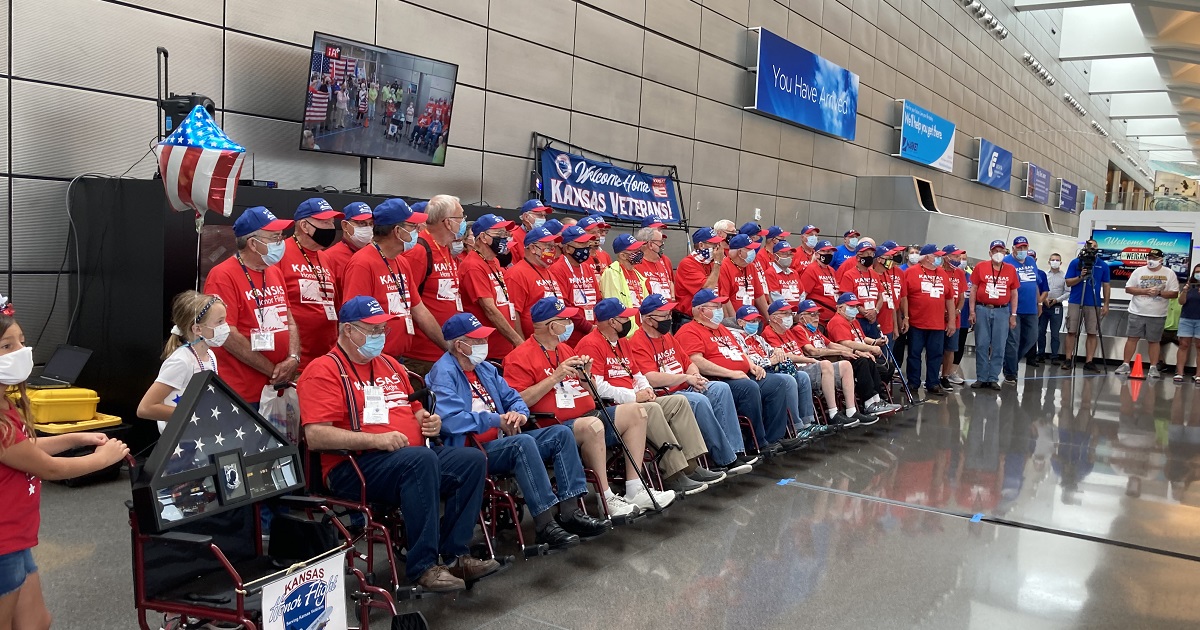 FlyICT's tweet photo. Come out to the airport on Friday to welcome home our veterans on @KSHonorFlight #87.  The @SouthwestAir flight is scheduled to arrive at 1:25 pm. https://t.co/fLLc0ssztR