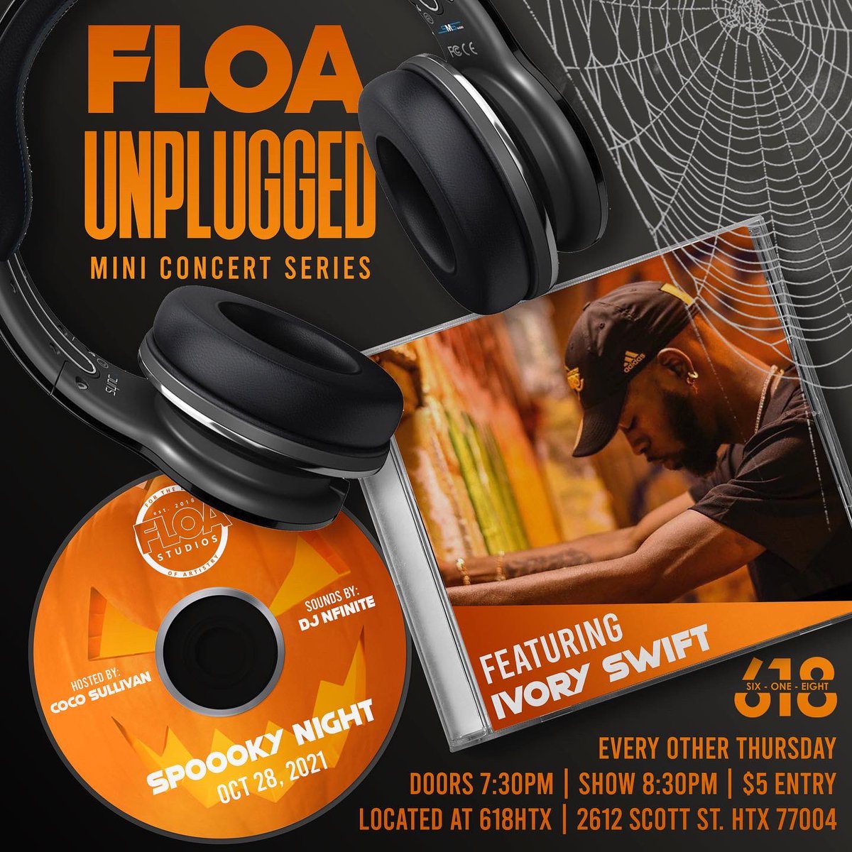 618Htx's tweet photo. Tonight is #TurntUpThursdays 🗣

It’s 4th Thursday &amp; it’s time to get SPOOKY with our concert, courtesy of @floastudios 🧡 👻 

Come out tonight with your Halloween costumes on 🙌🏾 

$5 entry w/o bottles. $10 entry w/ bottles 🍻 

#618HTX https://t.co/zr1oykypIA