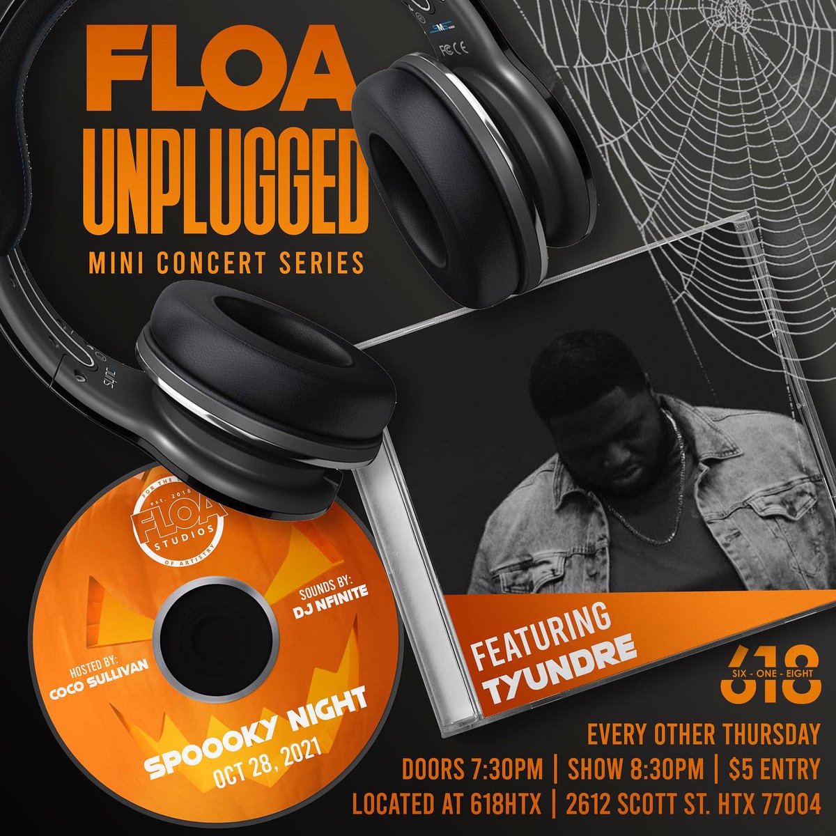 618Htx's tweet photo. Tonight is the night where we TURN UP 🗣

Come get spooky with us &amp; enjoy a concert full of DOPE artists 🧡

Costume contest will be in full effect so SHOW OUT 👻 

$5 entry w/o bottles | $10 entry w/ bottles 🍻

#618HTX https://t.co/Kg3lbBRC10