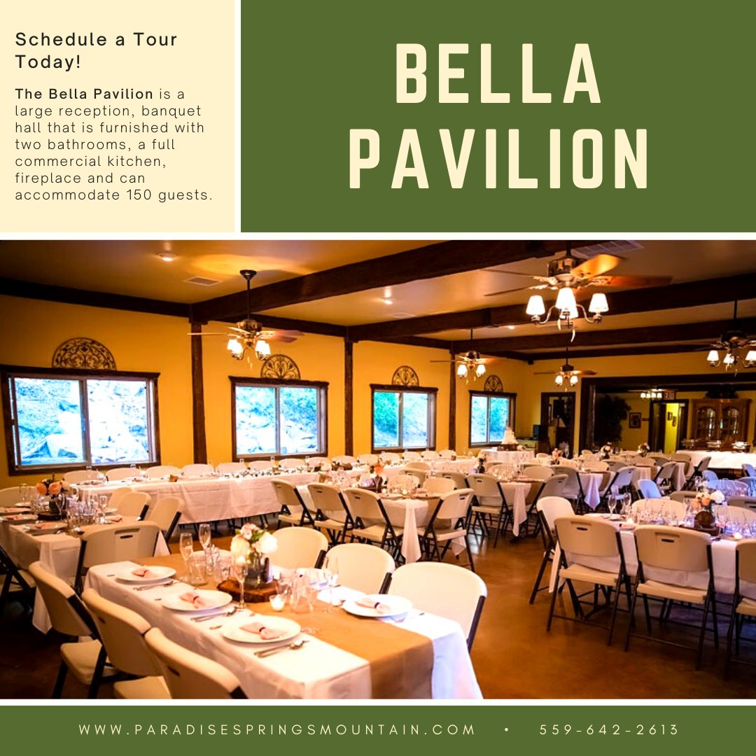 Paradise_Spring's tweet image. The Bell Pavilion is the perfect space for your next event.
More Details: paradisespringsmountain.com

#ParadiseSprings #Oakhurst #Yosemite #Lodge #EventVenue #WeddingVenue #WeddingService #BusinessRetreats #RomanticGetaways