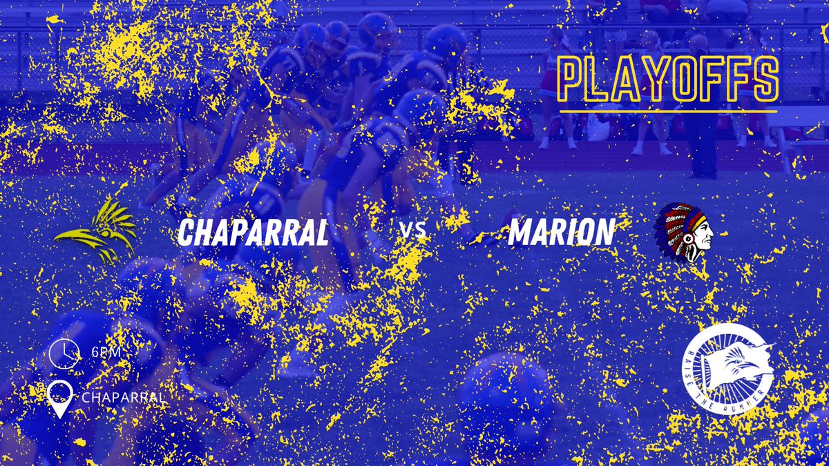 IT'S GAME DAY! Your Chaparral Roadrunners host Marion in the first round of the playoffs. Game time is 6pm. #raisetherunner