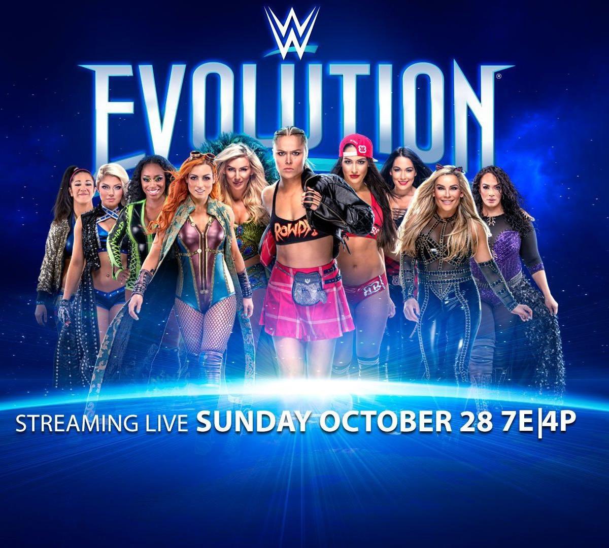 3 years ago today WWE Evolution took place as the companies first ever all women’s pay-per-view!! The main event featured Ronda Rousey successfully defending her #RAW Women’s title VS Nikki Bella! #WWE https://t.co/BrCAZE4rXx