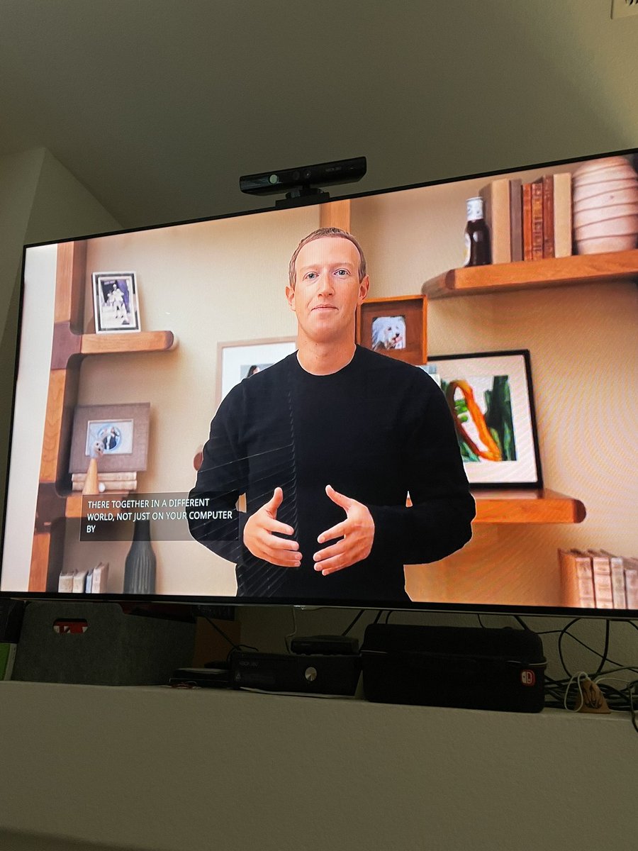 Tuning into #FBConnect. Wondering how many times the word #metaverse will be used. But also… why does Zuck have a bottle of Sweet Baby Ray’s bbq sauce on his bookshelf?! Cannot unsee. 🍗 🍖  #xr #vr #ar