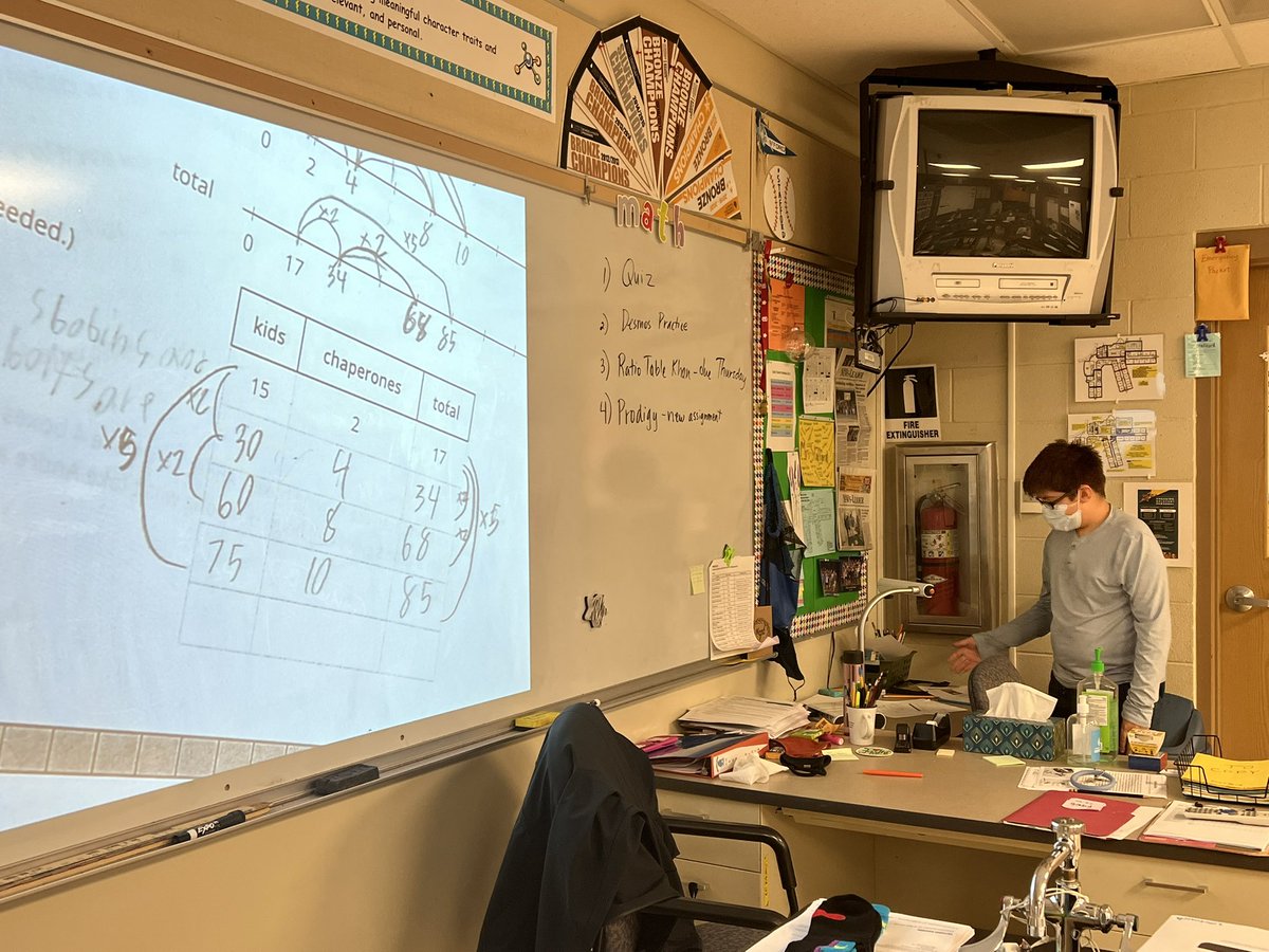 sarahestafford's tweet photo. Students sharing their strategies with the class @WilsonsCreekInt @officialSPS @IllustrateMath #TripleNumberLine #RatioTable #TapeDiagram https://t.co/VmlkqSkRDO