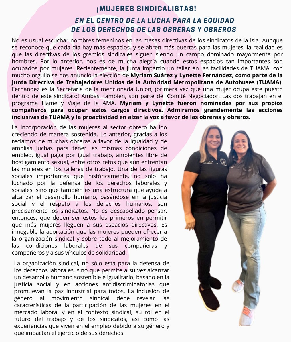 👮‍♀️👷‍♀️👩‍🌾👩‍🍳👩‍🎓👩‍🏭👩‍🔧👩‍👩‍🔬👩‍🎨👩‍🚒👩‍✈️👩‍⚖️
¡𝗠𝘂𝗷𝗲𝗿𝗲𝘀 𝘀𝗶𝗻𝗱𝗶𝗰𝗮𝗹𝗶𝘀𝘁𝗮𝘀!
𝗘𝗻 𝗲𝗹 𝗰𝗲𝗻𝘁𝗿𝗼 𝗱𝗲 𝗹𝗮 𝗹𝘂𝗰𝗵𝗮 𝗽𝗮𝗿𝗮 𝗹𝗮 𝗲𝗾𝘂𝗶𝗱𝗮𝗱 𝗱𝗲 𝗹𝗼𝘀 𝗱𝗲𝗿𝗲𝗰𝗵𝗼𝘀 𝗱𝗲 𝗹𝗮𝘀 𝗼𝗯𝗿𝗲𝗿𝗮𝘀 𝘆 𝗼𝗯𝗿𝗲𝗿𝗼𝘀