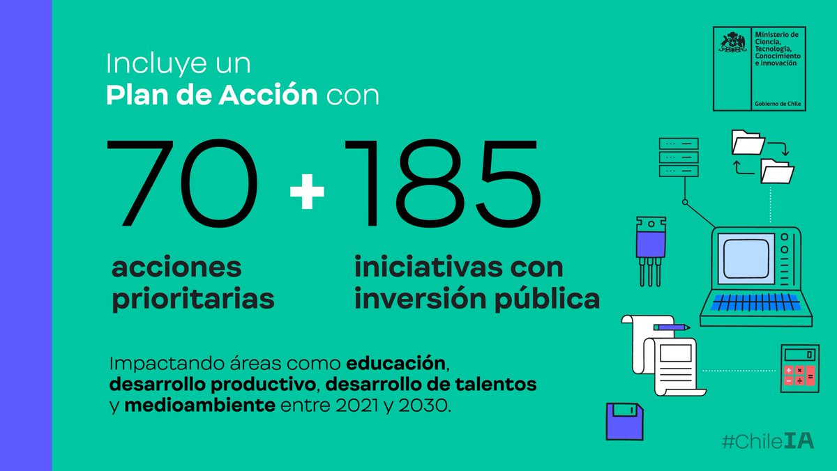 DPRTarapaca's tweet photo. 💠 💻📲 Chile ya cuenta con su 1era Política Nacional de Inteligencia Artificial 👉 Con esta iniciativa, nuestro país se suma a otros como Brasil 🇧🇷, Argentina 🇦🇷 y México que también han elaborado sus estrategias en torno a esta tecnología. #ChileIA https://t.co/0dyZaUgWVT https://t.co/mDYWTKjLId