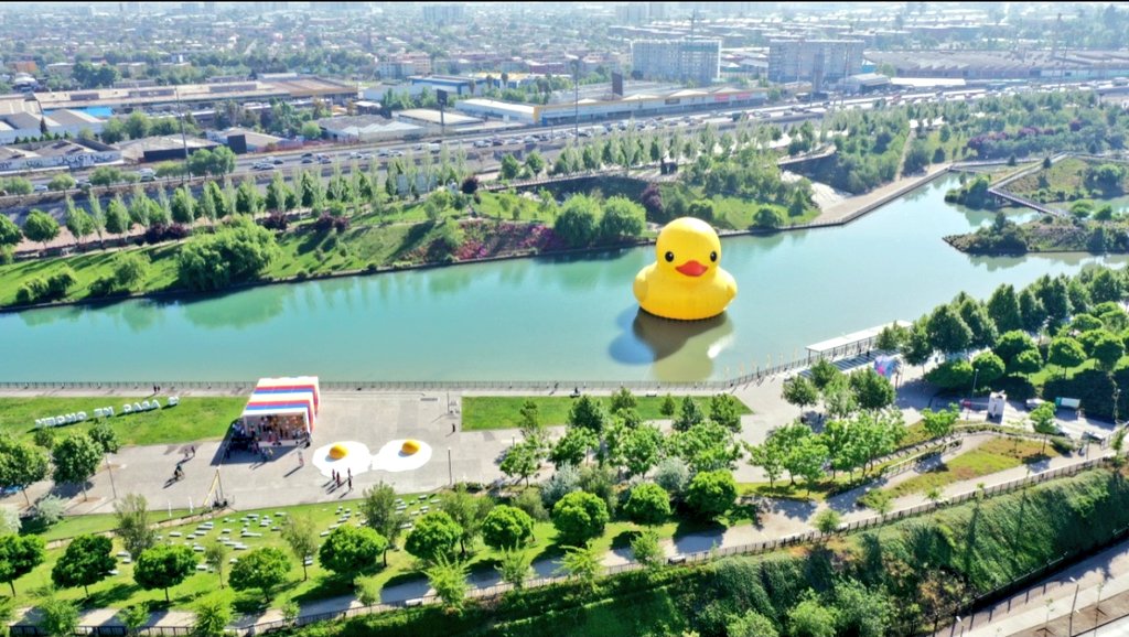 robertpangui's tweet photo. Foto del pato de hule con mi Dron #DJI mavic 2 pro, en el parque de la familia de #parquemet  en la pauta de #hechoencasa. https://t.co/Hb1nc9RhwM