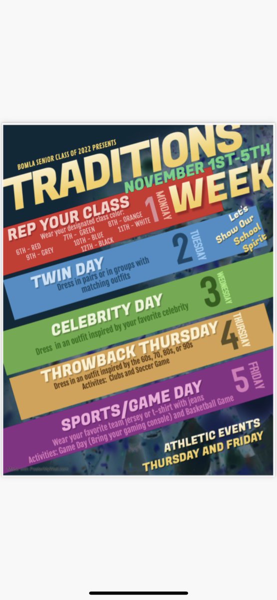 ObamaMLA's tweet photo. BOMLA Senior Class of 2022 presents Traditions Week! November 1st through November 5th! #BOMLA #BOMLANation #TraditionsWeek #ChooseDallas #ChooseDISD #SingleGenderSchool https://t.co/AunvYsLBDI