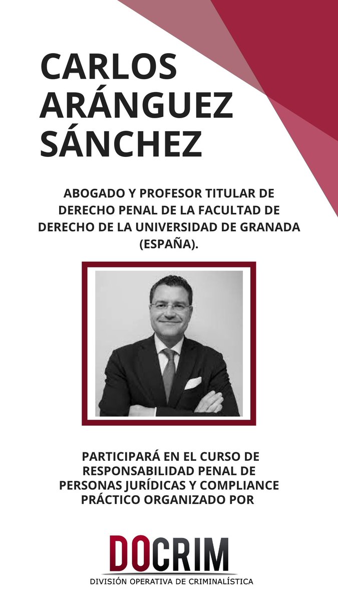 AranguezAbogado's tweet photo. Carlos Aránguez Sánchez participará en el próximo Curso On-line organizado por @DO_CRIM 
¡No pierdas la oportunidad de formarte con grandes profesionales! https://t.co/I480X1uuZV