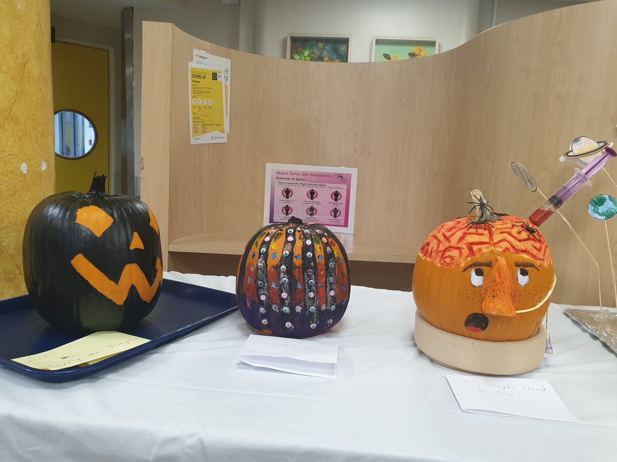 CHIatCrumlin's tweet photo. Halloween is well and truly in CHI, check out the amazing entries to this year's Pumpkin Carving &amp; Decoration Competition 🎃

#ThankYou to our friends in #ReadyChef for supplying their best pumpkins for our Play Specialists and talented patients to work their magic on!

@nch_info https://t.co/IStHHTvzXp
