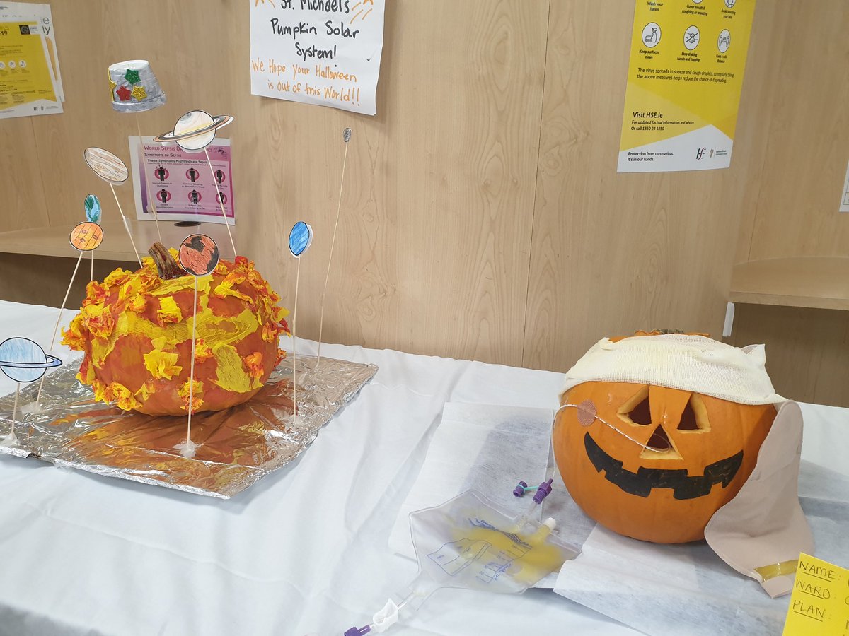 CHIatCrumlin's tweet photo. Halloween is well and truly in CHI, check out the amazing entries to this year's Pumpkin Carving &amp; Decoration Competition 🎃

#ThankYou to our friends in #ReadyChef for supplying their best pumpkins for our Play Specialists and talented patients to work their magic on!

@nch_info https://t.co/IStHHTvzXp