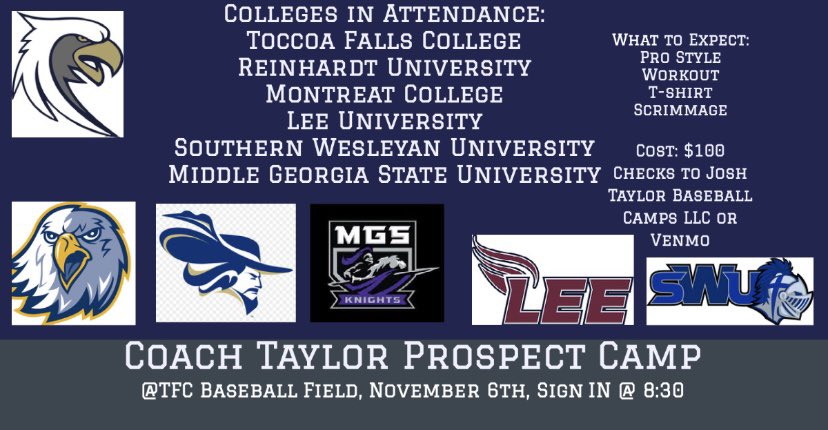 Prospect Camp November 6th! Sign up for an opportunity to showcase your skills to 6 college programs attending!