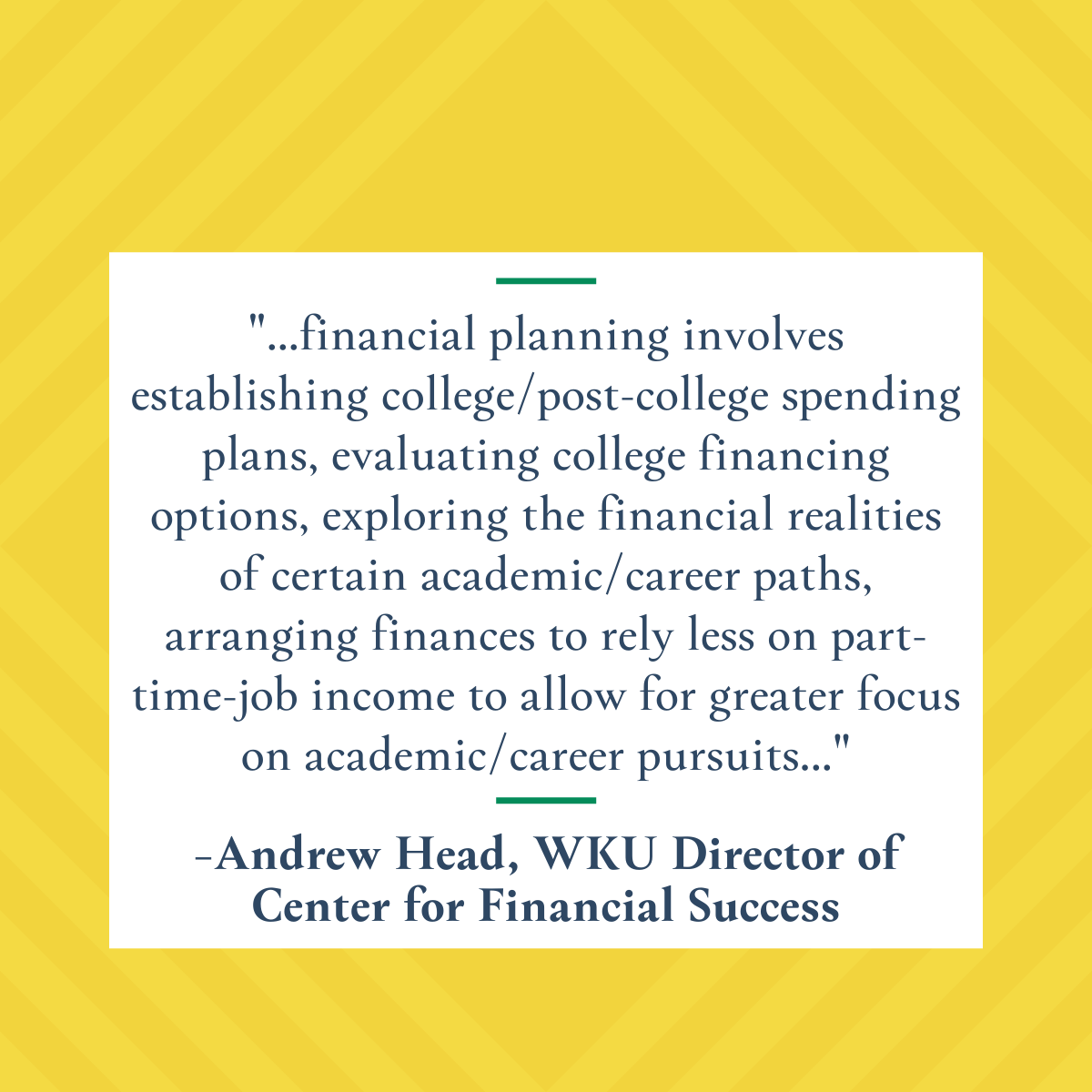 KentuckyFEC's tweet photo. What does financial planning look like for a group you connect with or care about? Andrew Head, WKU Director of Center for Financial Success answered this question. Read the full response on our Instagram! @WKUFinSuccess https://t.co/2IIrOg8GTV